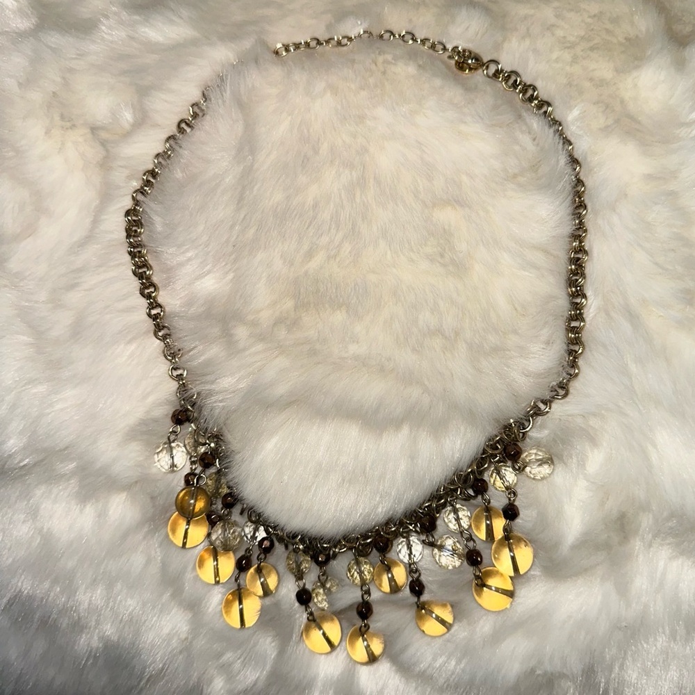 Talbots Multi-Strand Smoky Glass and Crystal Beads Necklace
